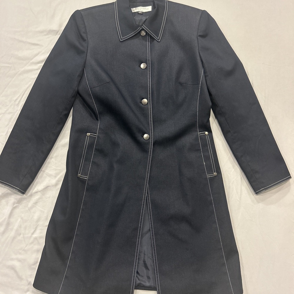 Tahari Arthur Levine Vintage Women's Denim Look Blazer Fitted Dark Blue  Size 6P